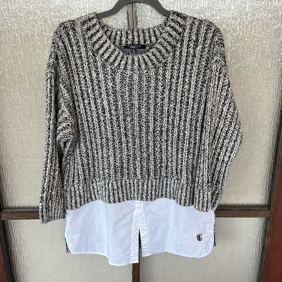Thakoon black and white sweater with shirt detail on the front. Size XL - Picture 3 of 9